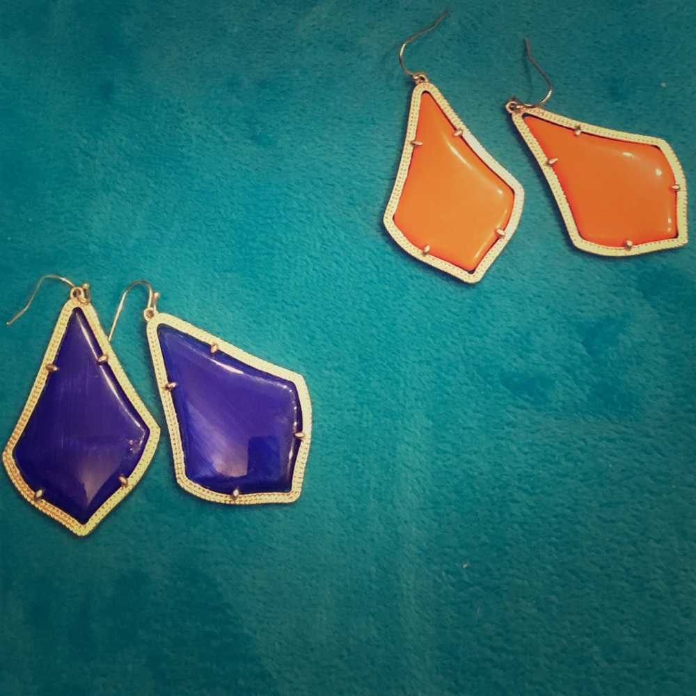 Gold and orange large earrings